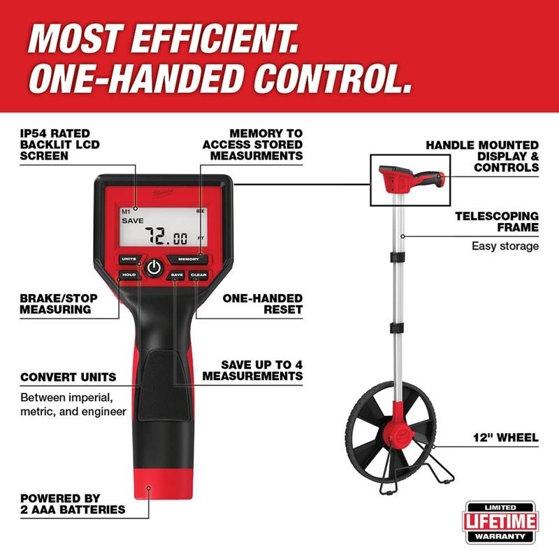 Milwaukee 48 - 22 - 5112 12 in Digital Measuring Wheel - Mississauga Hardware Centre Inc