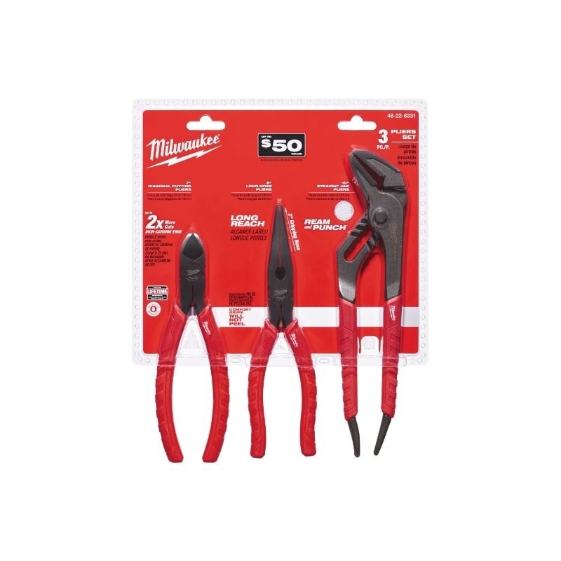 Milwaukee 48 - 22 - 6331 3pc Plier Set With Comfort Grip - Mississauga Hardware Centre Inc