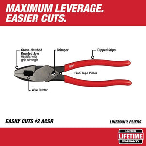 Milwaukee 48 - 22 - 6500 High - Leverage Lineman's Pliers with Crimper - Mississauga Hardware Centre Inc