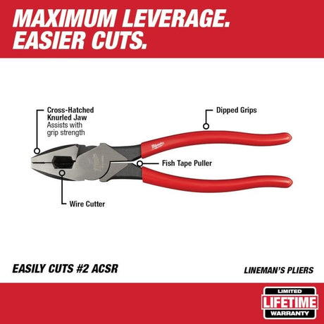 Milwaukee 48 - 22 - 6502 High - Leverage Linemans Pliers - Mississauga Hardware Centre Inc