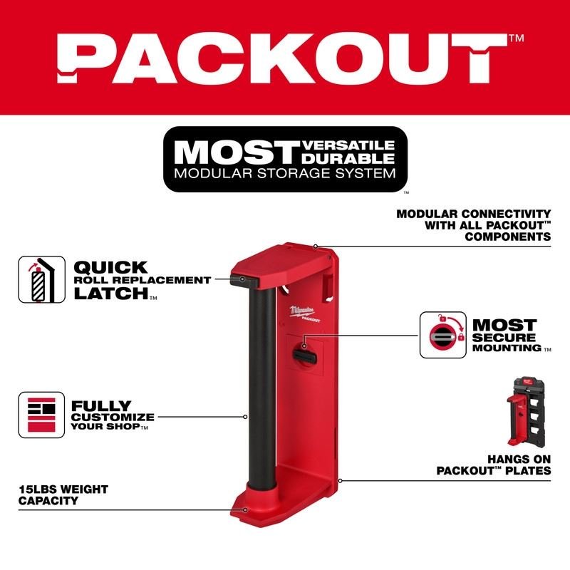 Milwaukee 48 - 22 - 8337 PACKOUT Roll Holder - Mississauga Hardware Centre Inc