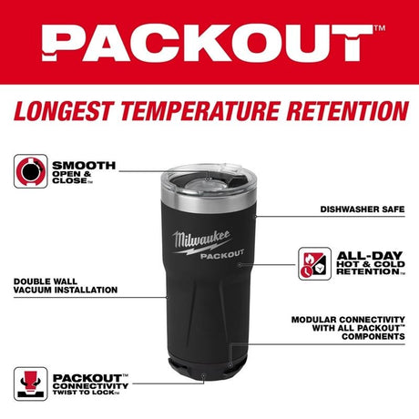 Milwaukee 48 - 22 - 8392B PACKOUT 20oz Tumbler - Black - Mississauga Hardware Centre Inc