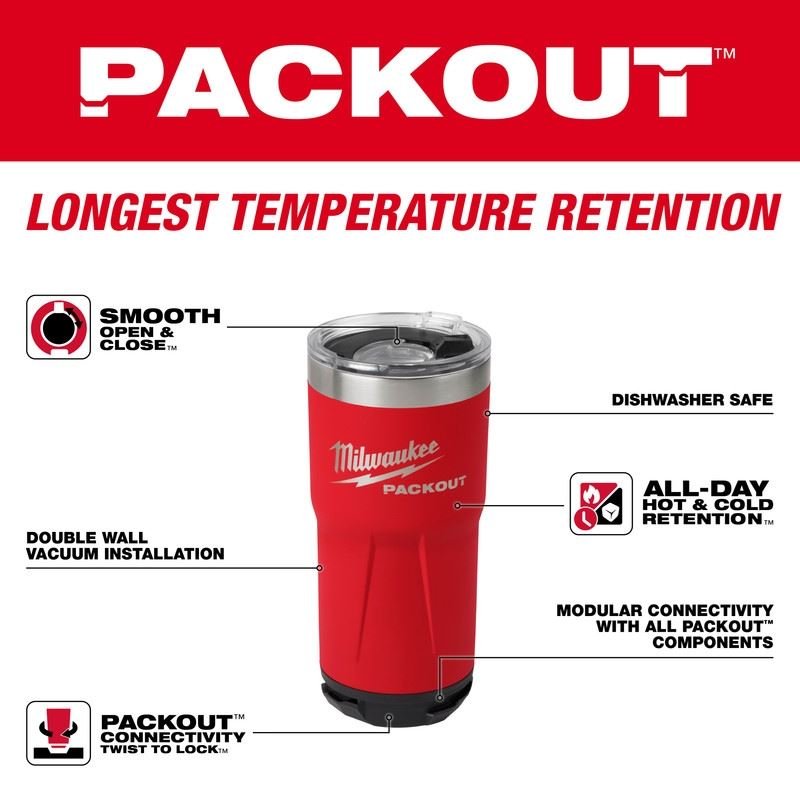 Milwaukee 48 - 22 - 8392R PACKOUT 20oz Tumbler - Mississauga Hardware Centre Inc