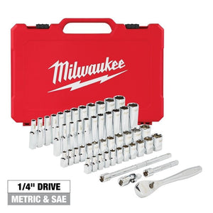Milwaukee 48 - 22 - 9004 1/4 in Drive 50pc Ratchet and Socket Set - SAE and Metric - Mississauga Hardware Centre Inc