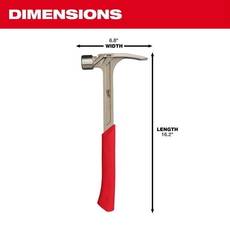 Milwaukee 48 - 22 - 9029 28oz Milled Face Framing Hammer - Mississauga Hardware Centre Inc