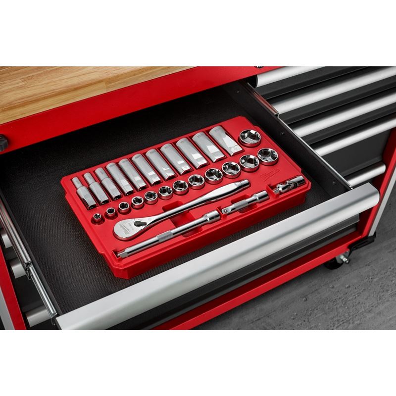 Milwaukee 48 - 22 - 9408 3/8in Drive 28pc Ratchet and Socket Set - SAE - Mississauga Hardware Centre Inc