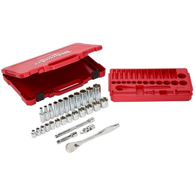 Milwaukee 48 - 22 - 9408 3/8in Drive 28pc Ratchet and Socket Set - SAE - Mississauga Hardware Centre Inc