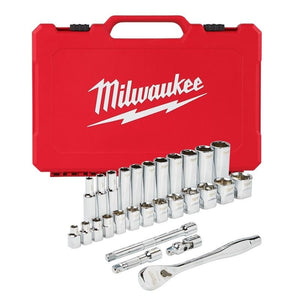 Milwaukee 48 - 22 - 9408 3/8in Drive 28pc Ratchet and Socket Set - SAE - Mississauga Hardware Centre Inc
