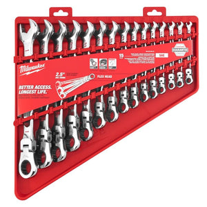 Milwaukee 48 - 22 - 9413 15pc Flex Head Ratcheting Combination Wrench Set - SAE - Mississauga Hardware Centre Inc