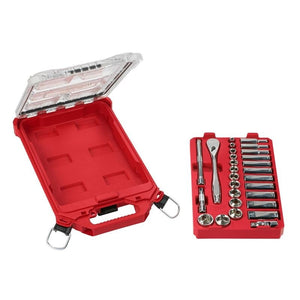 Milwaukee 48 - 22 - 9481 3/8in Drive 28pc Ratchet and Socket Set with PACKOUT Low - Profile Compact Organizer - SAE - Mississauga Hardware Centre Inc