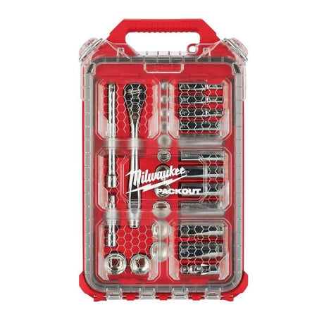 Milwaukee 48 - 22 - 9481 3/8in Drive 28pc Ratchet and Socket Set with PACKOUT Low - Profile Compact Organizer - SAE - Mississauga Hardware Centre Inc