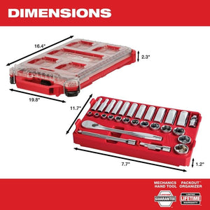 Milwaukee 48 - 22 - 9481 3/8in Drive 28pc Ratchet and Socket Set with PACKOUT Low - Profile Compact Organizer - SAE - Mississauga Hardware Centre Inc