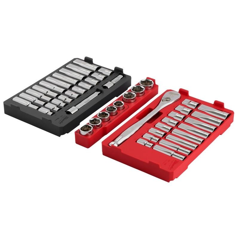 Milwaukee 48 - 22 - 9487 47pc 1/2in Drive Ratchet Socket Set with PACKOUT Organizer - Mississauga Hardware Centre Inc