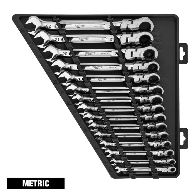 Milwaukee 48 - 22 - 9513 15pc Metric Flex Head Ratcheting Combination Wrench - Mississauga Hardware Centre Inc