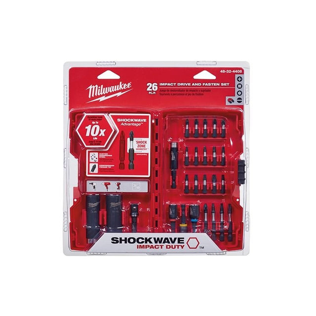 Milwaukee 48 - 32 - 4408 SHOCKWAVE Drive AND Fasten Set 26PC - Mississauga Hardware Centre IncMilwaukee48-32-4408