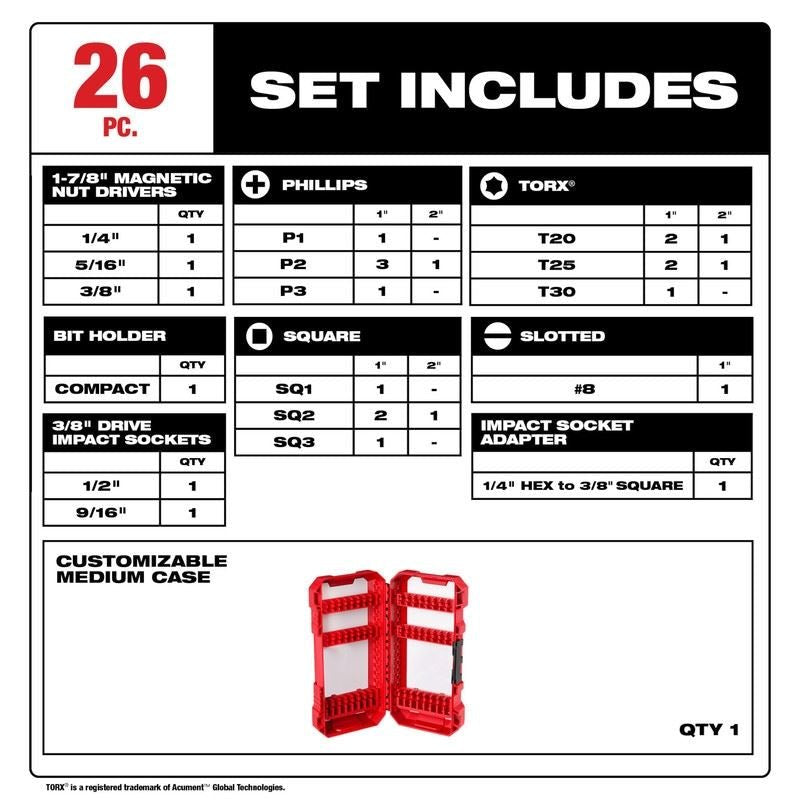 Milwaukee 48 - 32 - 4408 SHOCKWAVE Impact Duty Drive & Fasten Set - 26PC - Mississauga Hardware Centre Inc