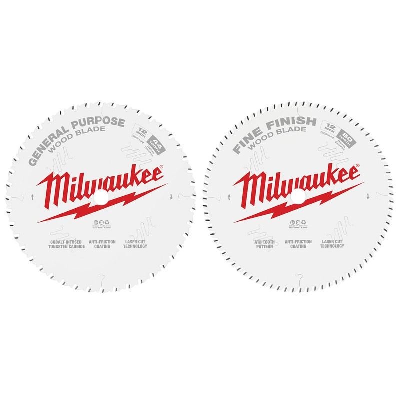 Milwaukee 48 - 40 - 1232 Circular Saw Two - Pack Wood Cutting Blades 12in 44T + 80T - Mississauga Hardware Centre Inc