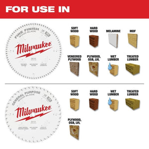 Milwaukee 48 - 40 - 1232 Circular Saw Two - Pack Wood Cutting Blades 12in 44T + 80T - Mississauga Hardware Centre Inc