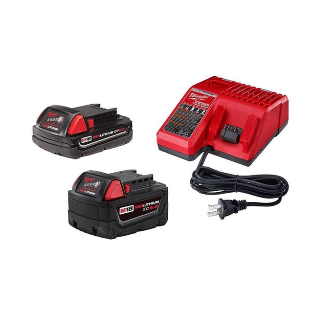 Milwaukee 48 - 59 - 1852C M18 Starter Kit with 5.0 Ah and 2.0 Ah Battery and Charger - Mississauga Hardware Centre Inc