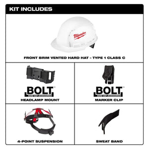Milwaukee 48 - 73 - 1000 Front Brim Vented Hard Hat with BOLT Accessories - Type 1 Class C - Mississauga Hardware Centre Inc