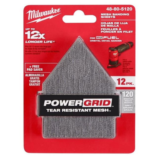 Milwaukee 48 - 80 - 5120 120 Grit Mesh Sanding Sheets for M12 FUEL Orbital Detail Sander 12 - Pack - Mississauga Hardware Centre Inc