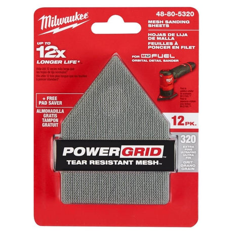Milwaukee 48 - 80 - 5320 320 Grit Mesh Sanding Sheets for M12 FUEL Orbital Detail Sander 12 - Pack - Mississauga Hardware Centre Inc