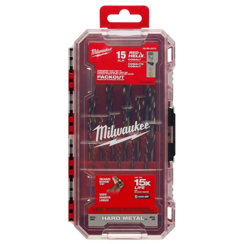 Milwaukee 48 - 89 - 2370 RED HELIX Cobalt Drill Bit Set - 15PC - Mississauga Hardware Centre Inc