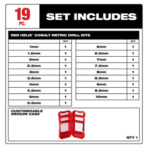 Milwaukee 48 - 89 - 2530 RED HELIX Cobalt Metric Drill Bit Set - 19PC - Mississauga Hardware Centre Inc