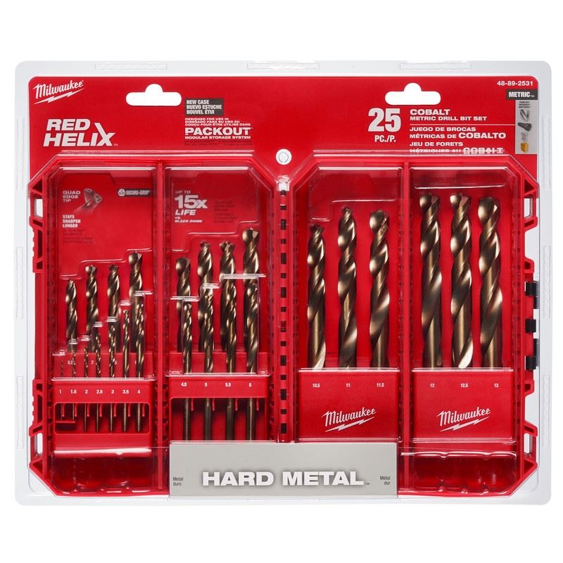 Milwaukee 48 - 89 - 2531 RED HELIX Cobalt Metric Drill Bit Set - 25PC - Mississauga Hardware Centre Inc