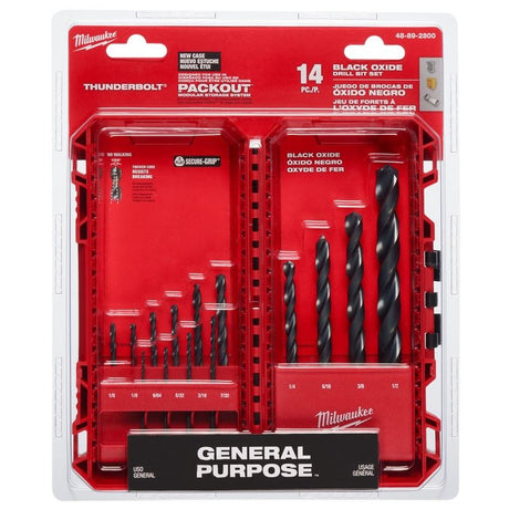 Milwaukee 48 - 89 - 2800 THUNDERBOLT Black Oxide Drill Bit Set - 14PC - Mississauga Hardware Centre Inc
