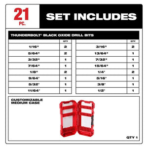 Milwaukee 48 - 89 - 2801 THUNDERBOLT Black Oxide Drill Bit Set - 21PC - Mississauga Hardware Centre Inc