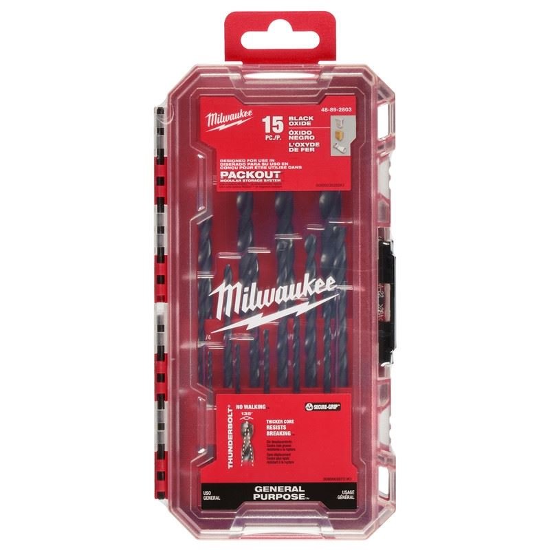 Milwaukee 48 - 89 - 2803 THUNDERBOLT Black Oxide Drill Bit Set - 15PC - Mississauga Hardware Centre Inc