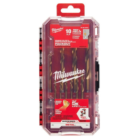Milwaukee 48 - 89 - 4633 SHOCKWAVE Impact Duty RED HELIX Titanium Drill Bit Set - 10PC - Mississauga Hardware Centre Inc
