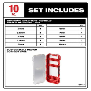 Milwaukee 48 - 89 - 4859 SHOCKWAVE Impact Duty RED HELIX Titanium Metric Drill Bit Set - 10PC - Mississauga Hardware Centre Inc