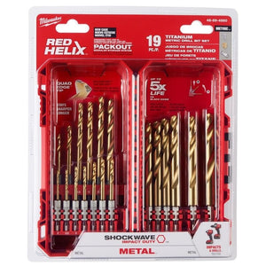 Milwaukee 48 - 89 - 4860 SHOCKWAVE Impact Duty RED HELIX Titanium Metric Drill Bit Set - 19PC - Mississauga Hardware Centre Inc