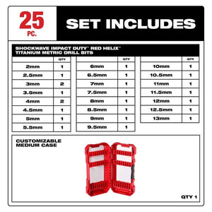 Milwaukee 48 - 89 - 4861 SHOCKWAVE Impact Duty RED HELIX Titanium Metric Drill Bit Set - 25PC - Mississauga Hardware Centre Inc