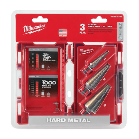 Milwaukee 48 - 89 - 9291 3PC COBALT STEP DRILL BIT SET (No.1, No.4, No.9) - Mississauga Hardware Centre Inc