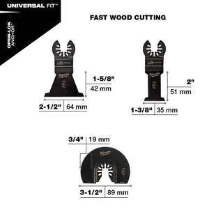 Milwaukee 49 - 10 - 9004 OPEN - LOK 3pc Wood Cutting Multi - Tool Blade Variety Pack - Mississauga Hardware Centre Inc