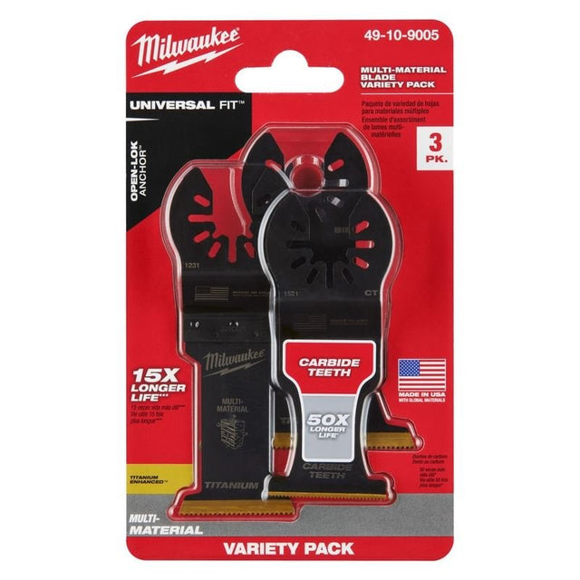 Milwaukee 49 - 10 - 9005 OPEN - LOK 3pc Multi - Material Cutting Multi - Tool Blade Variety Pack - Mississauga Hardware Centre Inc