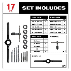 Milwaukee 49 - 22 - 5601 17PC Metric Tap and Die Set - Mississauga Hardware Centre Inc