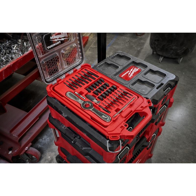 Milwaukee 49 - 22 - 5604 38PC SAE Tap and Die PACKOUT Set w/ Hex - LOK 2 - in - 1 Handle - Mississauga Hardware Centre Inc