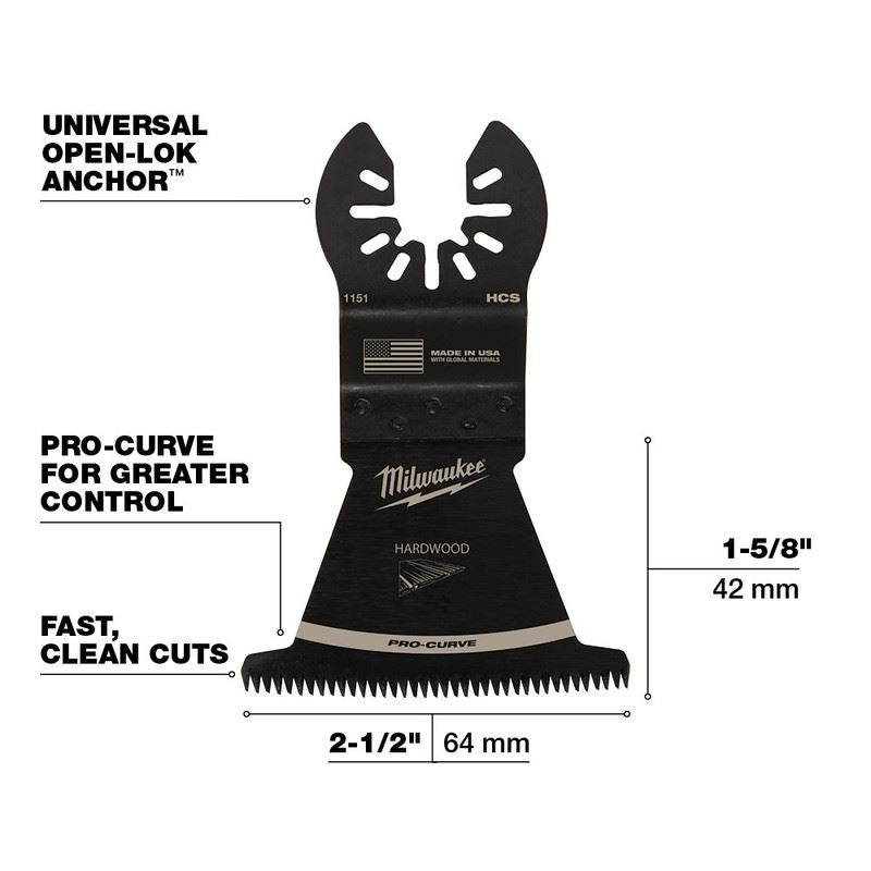 Milwaukee 49 - 25 - 1151 OPEN - LOK 2 - 1/2 in Hcs Japanese Tooth Pro - Curve Hardwood Blade 1 Pk - Mississauga Hardware Centre Inc