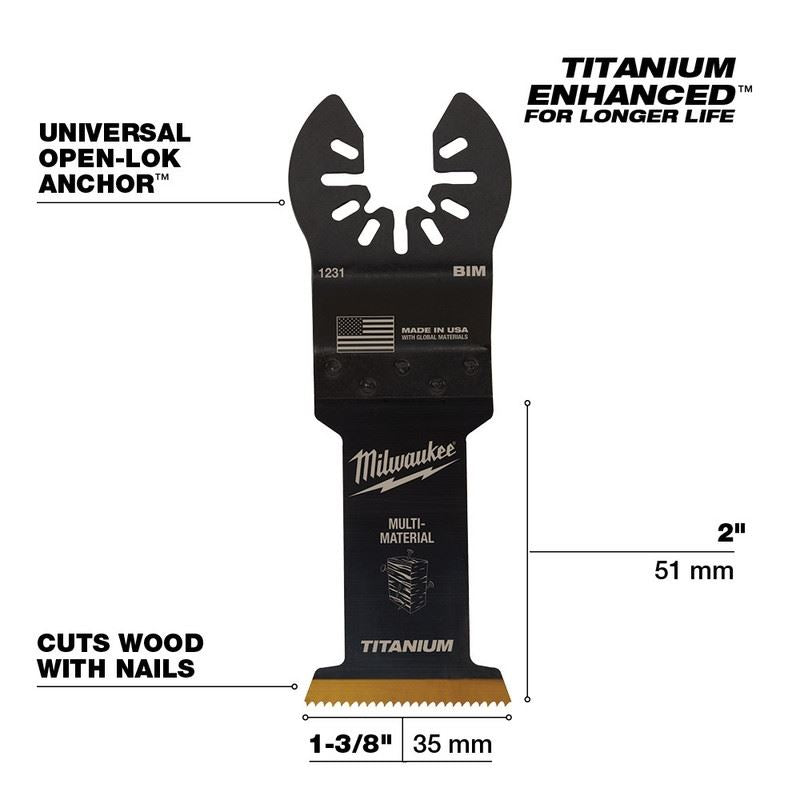 Milwaukee 49 - 25 - 1231 OPEN - LOK 1 - 3/8 in Titanium Enhanced Bi - Metal Multi - Material Blade 1 Pk - Mississauga Hardware Centre Inc