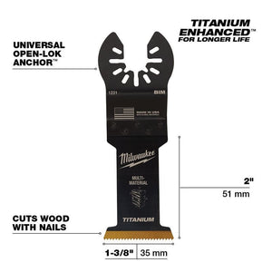 Milwaukee 49 - 25 - 1231 OPEN - LOK 1 - 3/8 in Titanium Enhanced Bi - Metal Multi - Material Blade 1 Pk - Mississauga Hardware Centre Inc