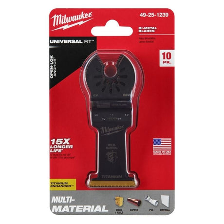 Milwaukee 49 - 25 - 1239 OPEN - LOK 1 - 3/8 in Titanium Enhanced Bi - Metal Multi - Material Blades 10 Pk - Mississauga Hardware Centre Inc