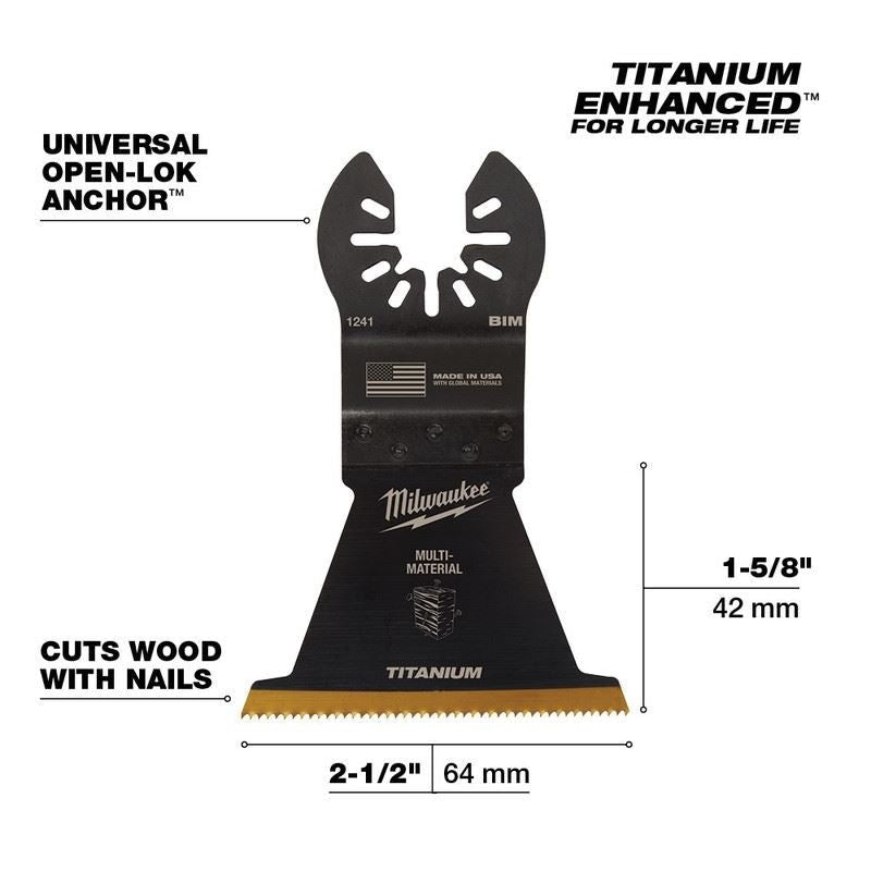 Milwaukee 49 - 25 - 1241 OPEN - LOK 2 - 1/2 in Titanium Enhanced Bi - Metal Multi - Material Blade 1 Pk - Mississauga Hardware Centre Inc