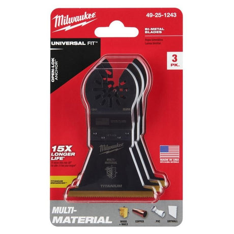 Milwaukee 49 - 25 - 1243 OPEN - LOK 2 - 1/2 in Titanium Enhanced Bi - Metal Multi - Material Blades 3 Pk - Mississauga Hardware Centre Inc