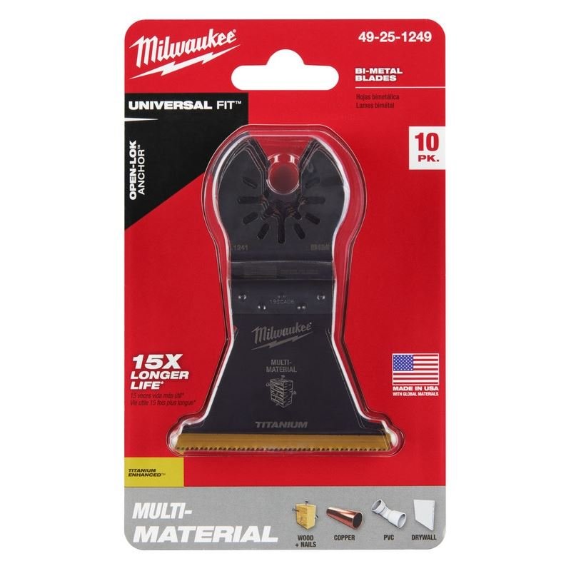 Milwaukee 49 - 25 - 1249 OPEN - LOK 2 - 1/2 in Titanium Enhanced Bi - Metal Multi - Material Blades 10 Pk - Mississauga Hardware Centre Inc