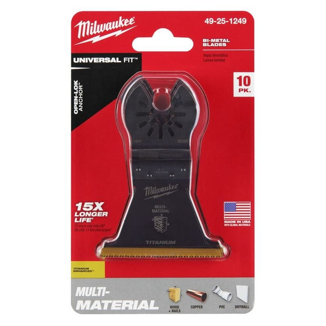 Milwaukee 49 - 25 - 1249 OPEN - LOK 2 - 1/2 in Titanium Enhanced Bi - Metal Multi - Material Blades 10 Pk - Mississauga Hardware Centre Inc