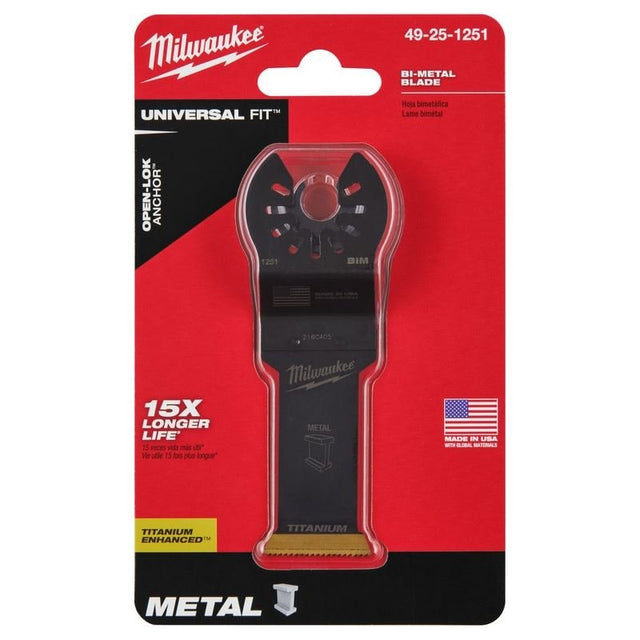Milwaukee 49 - 25 - 1251 OPEN - LOK 1 - 1/8 in Titanium Enhanced Bi - Metal Metal Blade 1 Pk - Mississauga Hardware Centre Inc